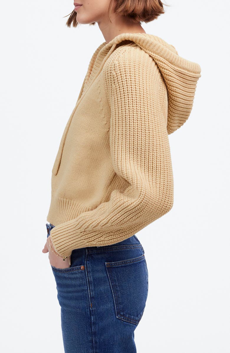 Madewell Open Neck Rib Hoodie, Alternate, color, Summer Dune
