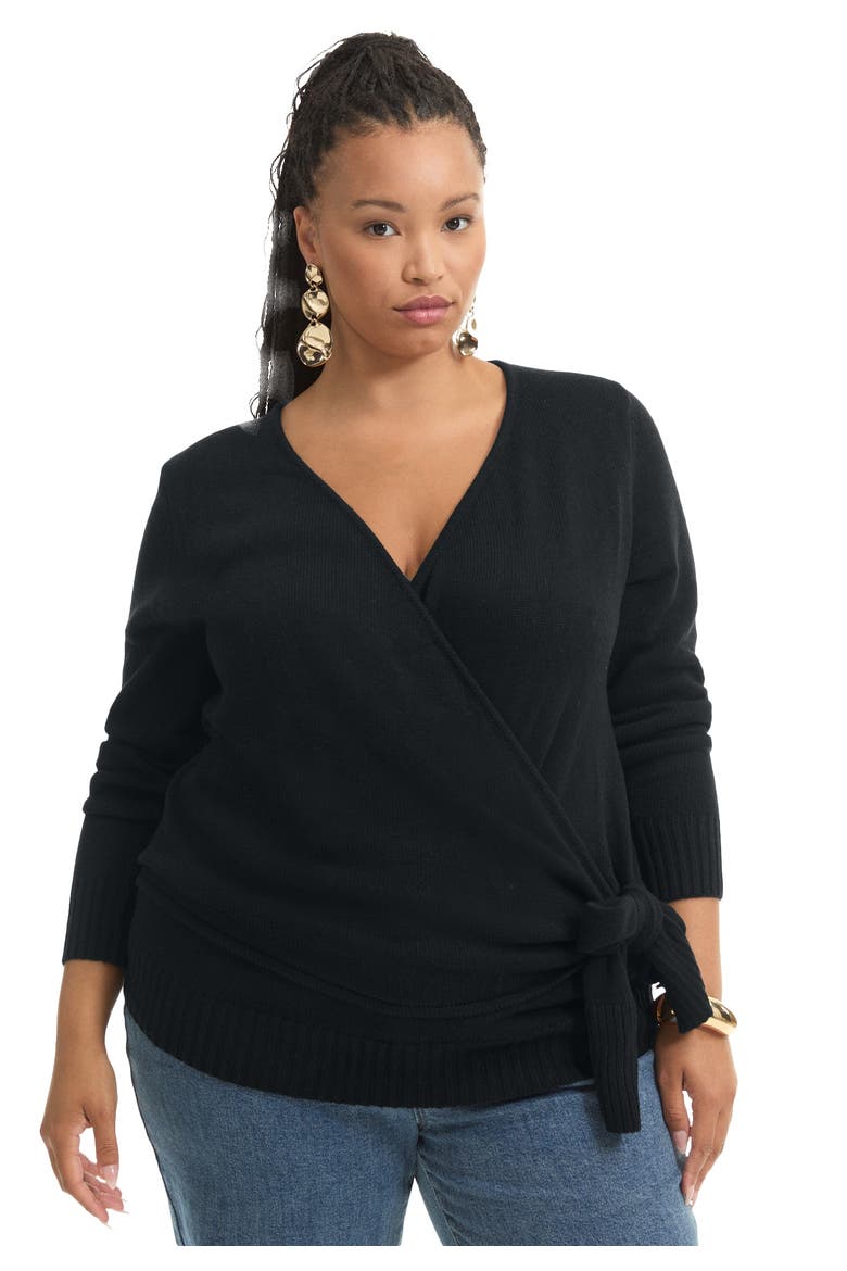 Wrap-Front Cardigan, Main, color, BLACK