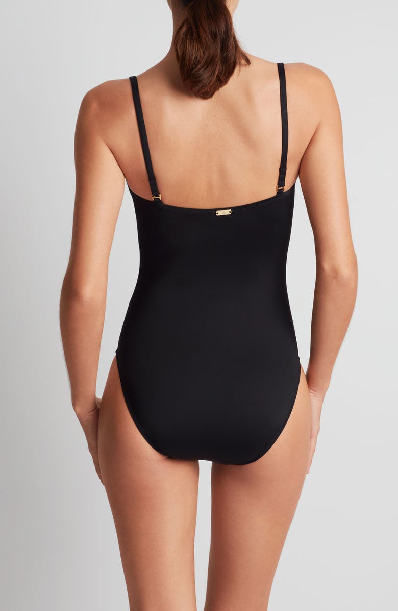 Lauren Ralph Lauren 'V' Underwire One-Piece Swimsuit, Alternate, color, Black