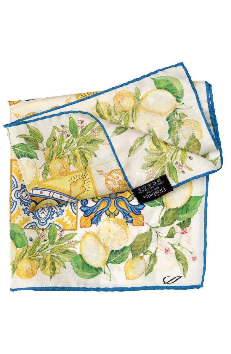 Elizabetta Messina - Silk Pocket Square for Men, Alternate, color, Yellow And Blue