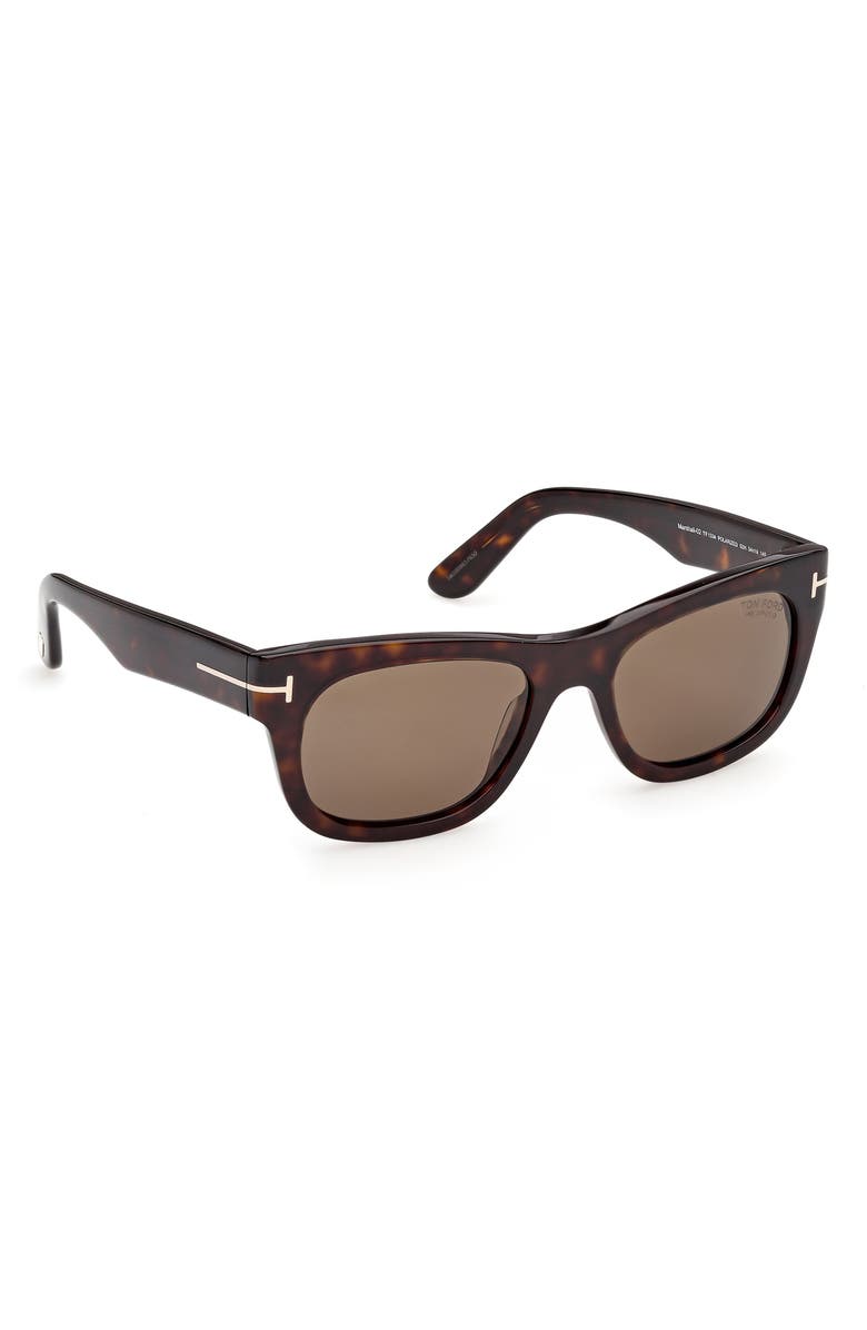 TOM FORD 54mm Polarized Rectangular Sunglasses, Alternate, color, Dark Havana / Brown Polarized