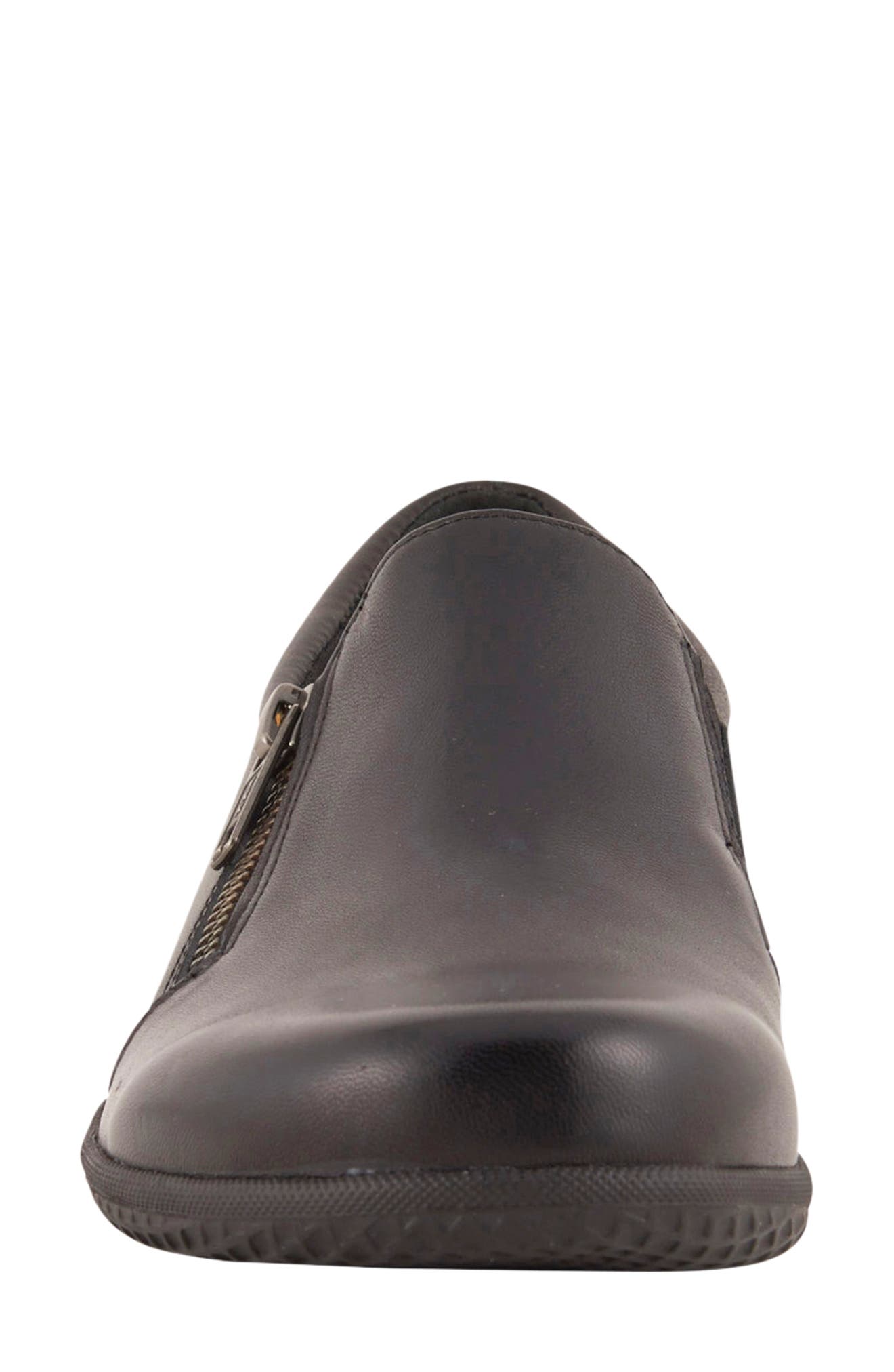 Bend Leather Flat, Alternate, color, BLACK