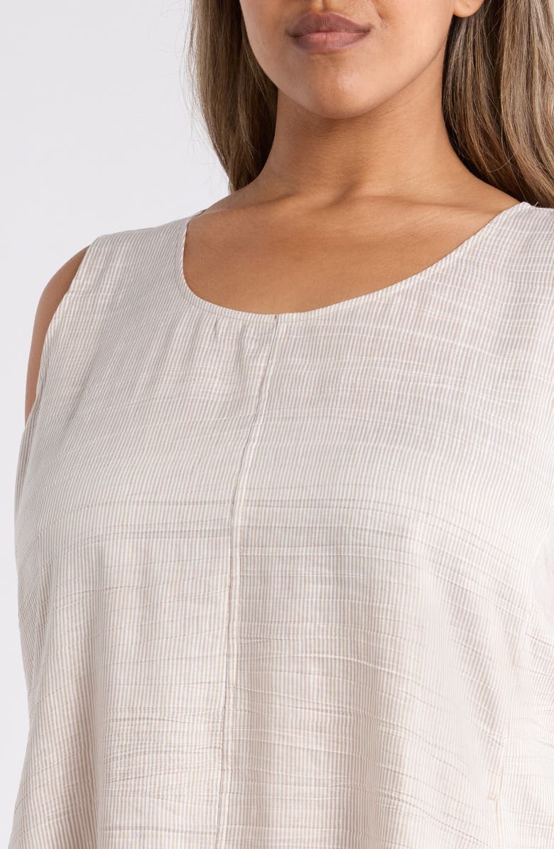 Eileen Fisher Scoop Neck Linen Blend Shift Dress, Alternate, color, Wheat