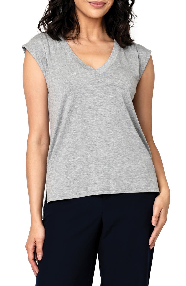 GIBSONLOOK The Favorite Luxe V-Neck T-Shirt, Main, color, Heather Grey