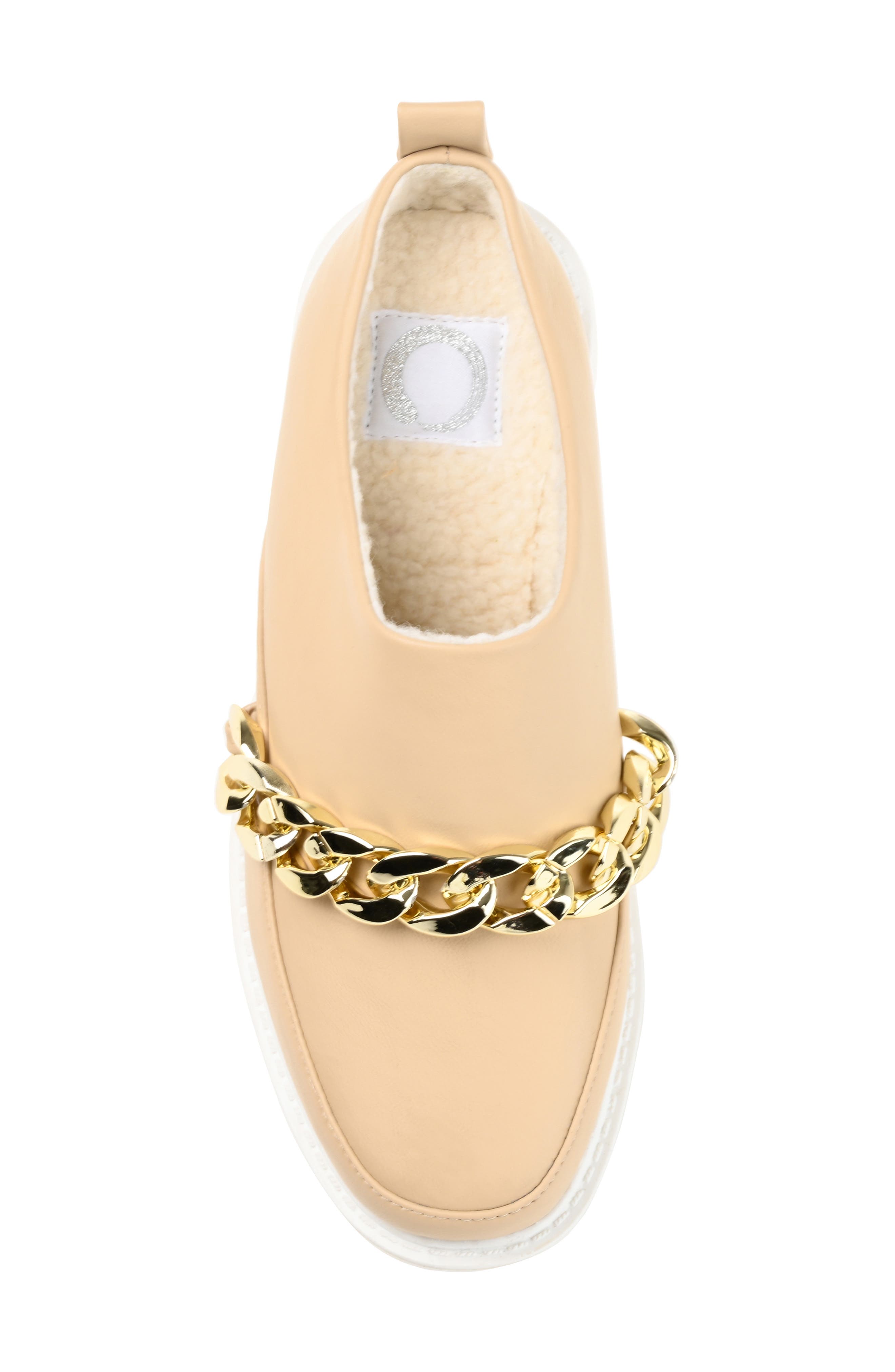 Sheah Chain Strap Faux Fur Lined Mule, Alternate, color, TAN
