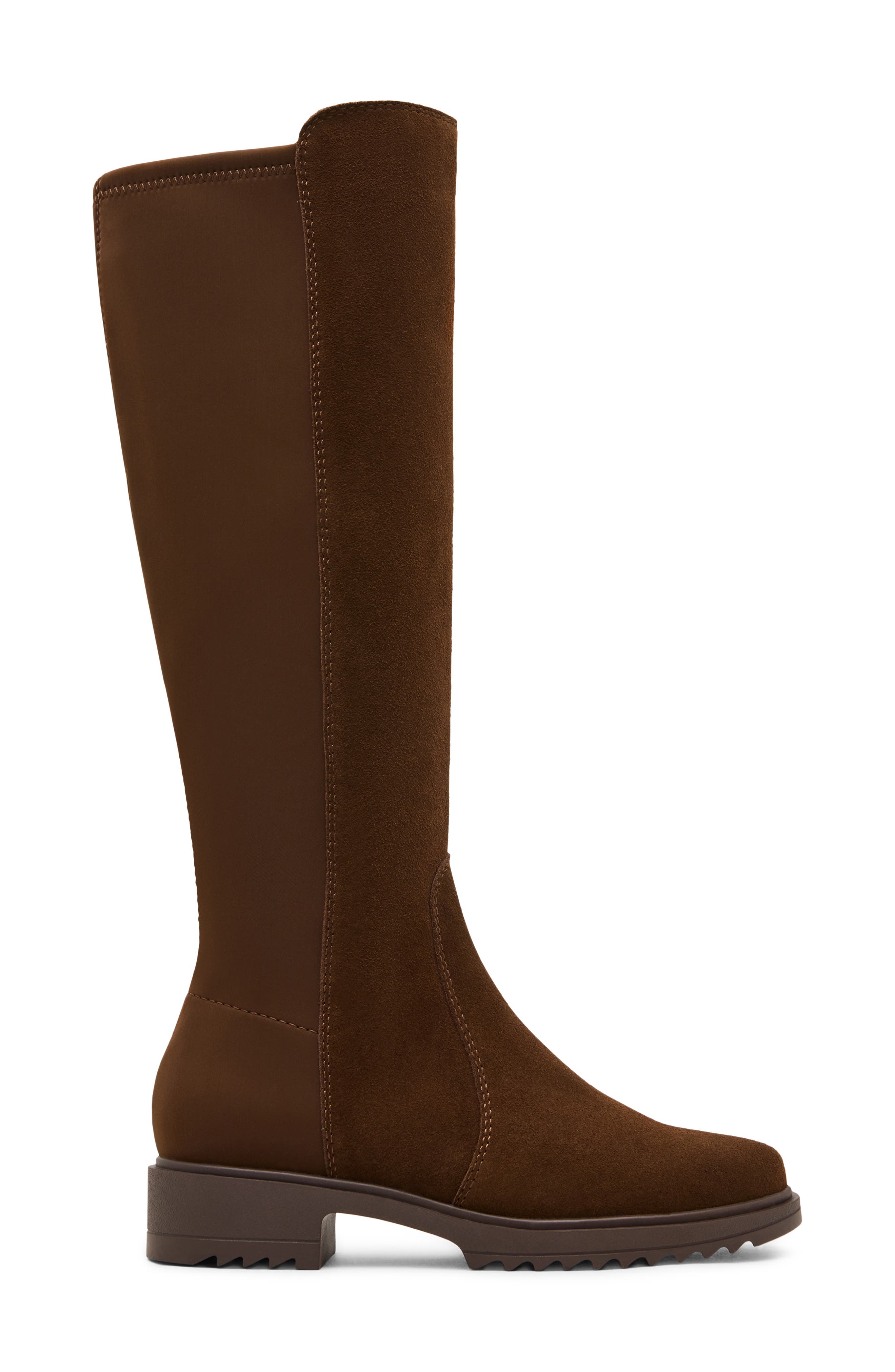 Courtney Waterproof Knee High Boot, Alternate, color, CHOCOLATE SUEDE/ STRETCH