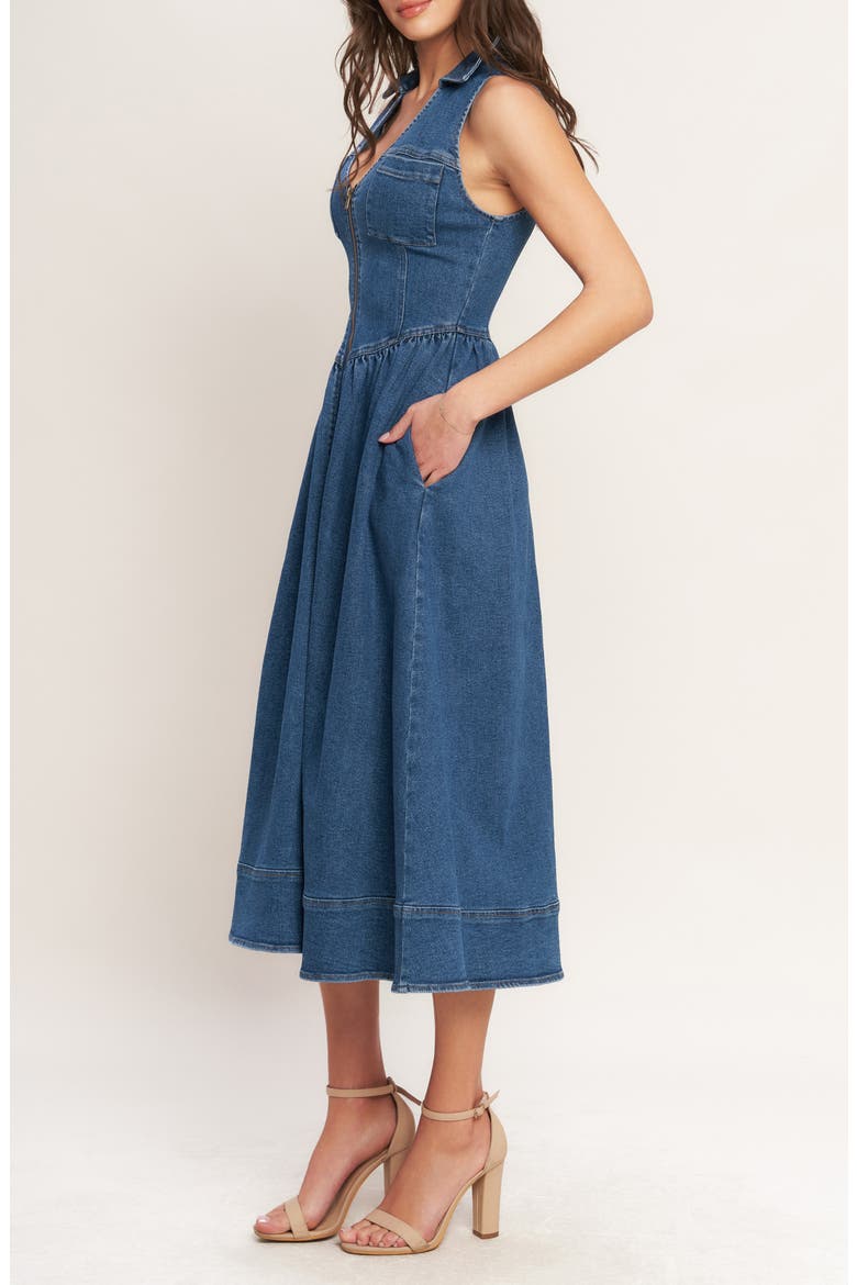 Sleeveless Denim Midi Dress, Alternate, color, MEDIUM INDIGO