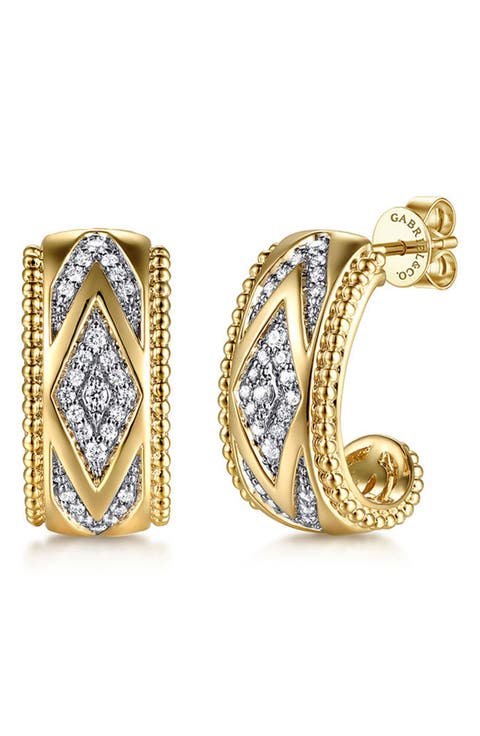 Bujukan Diamond Chevron Hoop Earrings