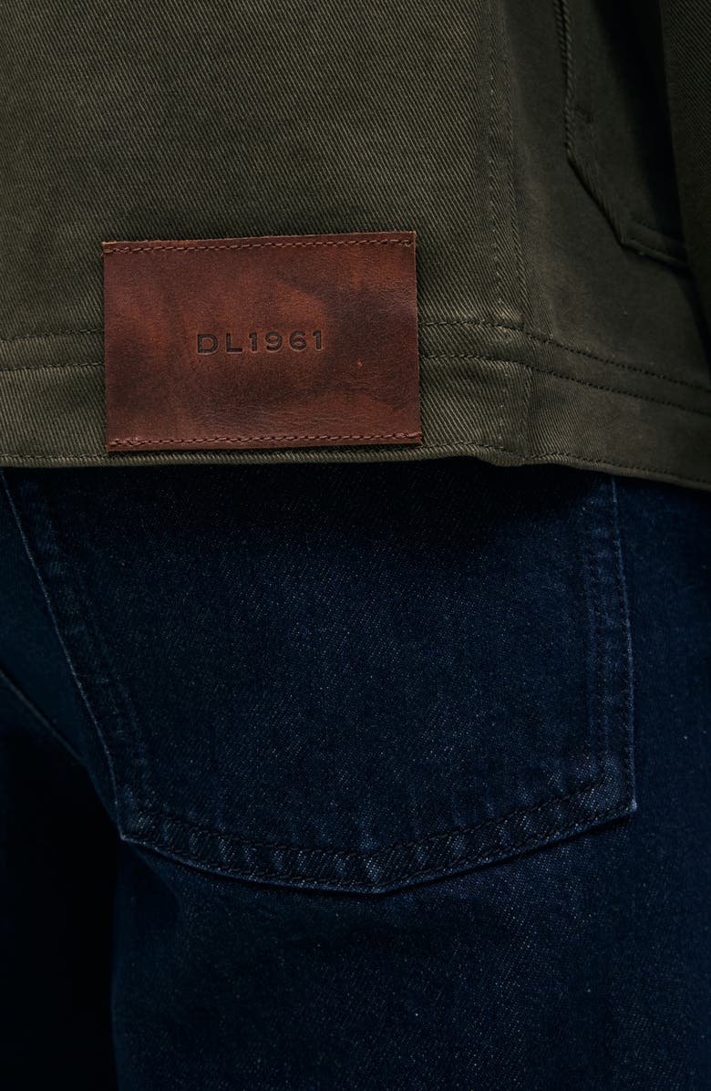 DL1961 Sean Leather Collar Shirt Jacket, Alternate, color, Military Green