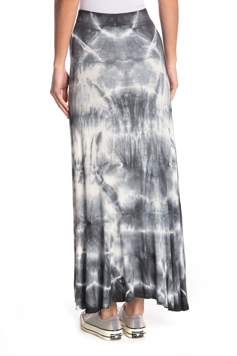 Ruffled Side High/Low Maxi Skirt, Alternate, color, BLACK TIE DYE