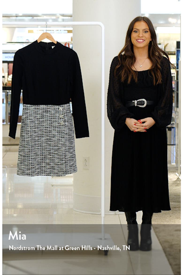 eliza j mock neck long sleeve mixed media dress Mock Neck Long Sleeve Mixed Media Dress (Women)