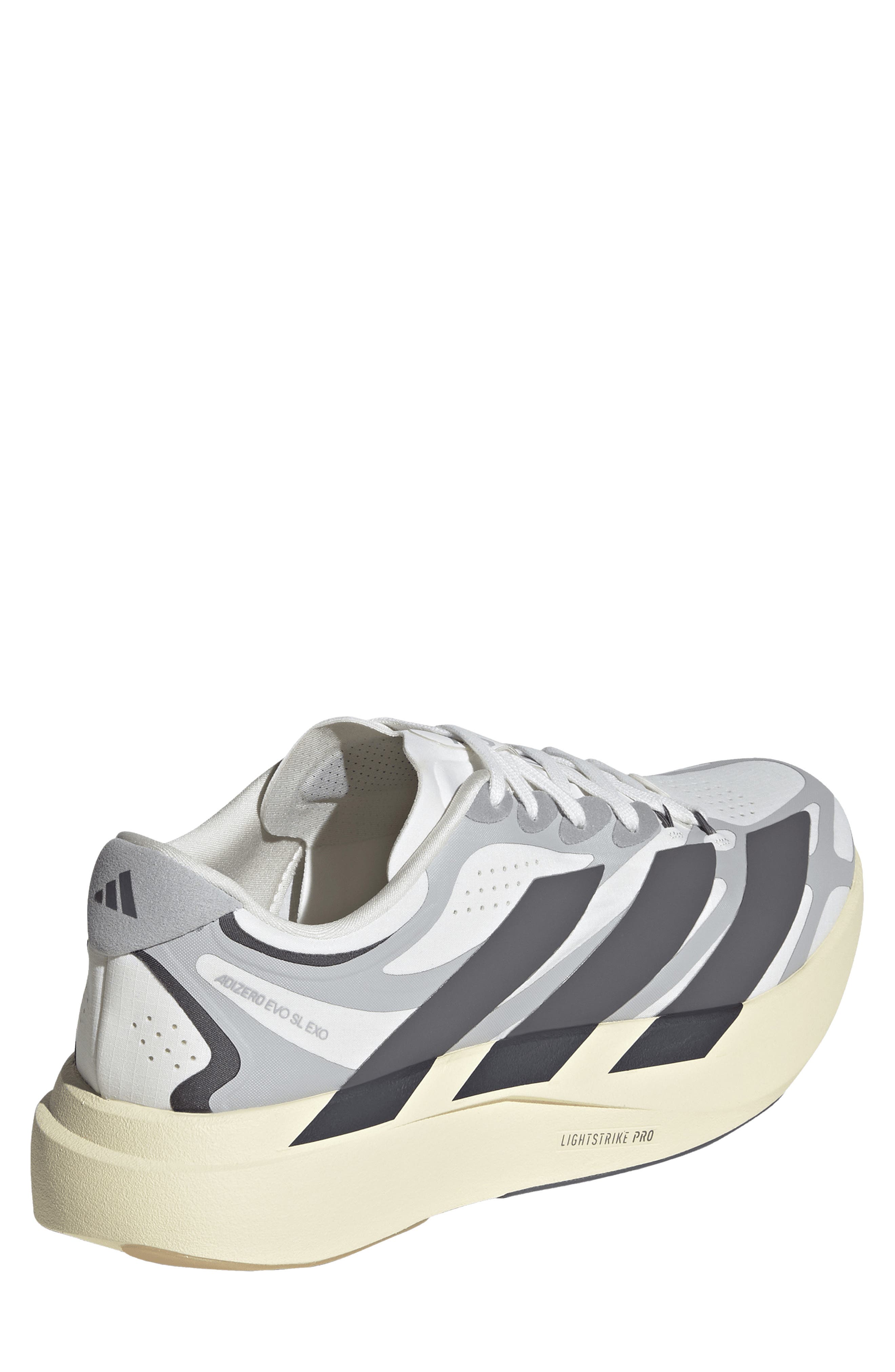 adidas Adizero Evo SL EXO Running Shoe, Alternate, color, White/ Utility Black/ Grey