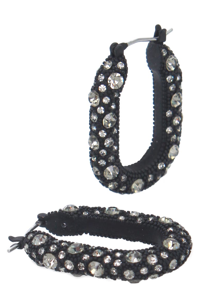 AllSaints Pavé Crystal Hoop Earrings, Alternate, color, Black