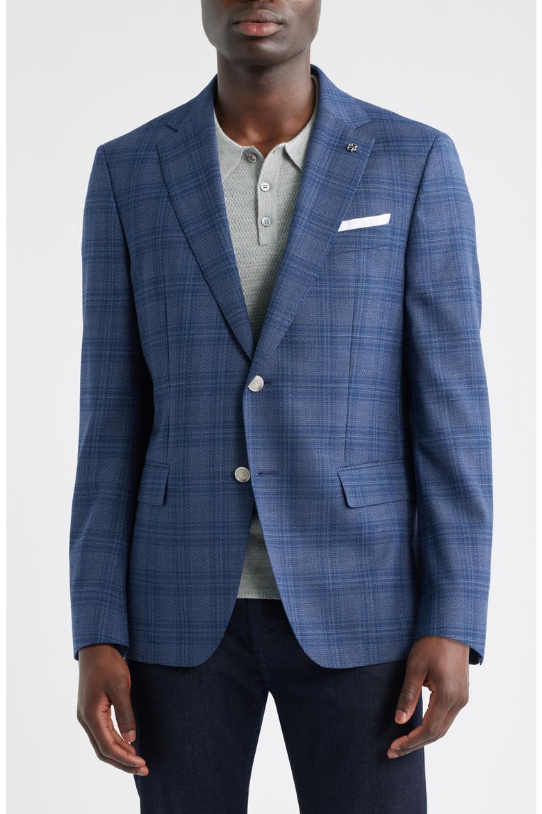 Hutson Slim Fit Plaid Sport Coat, Alternate, color, DARK BLUE