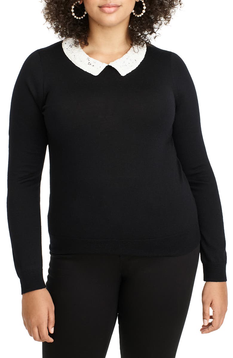 J.Crew Tippi Sweater with Lace Collar, Alternate, color,