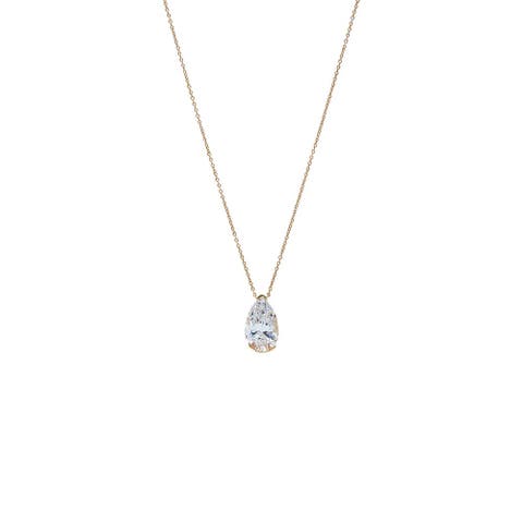 Lab Grown Diamond Pear Semi Bezel Pendant Necklace 14K
