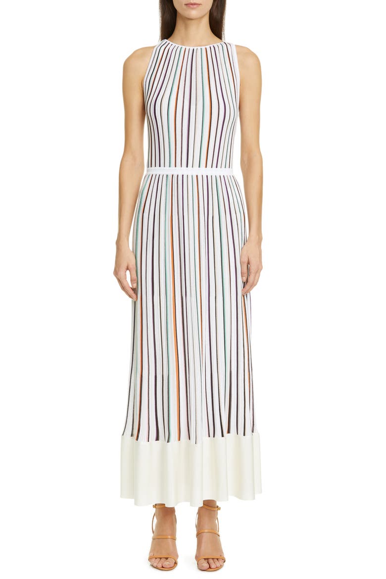 Multicolor Stripe Rib Maxi Dress, Main, color, WHITE MULTI