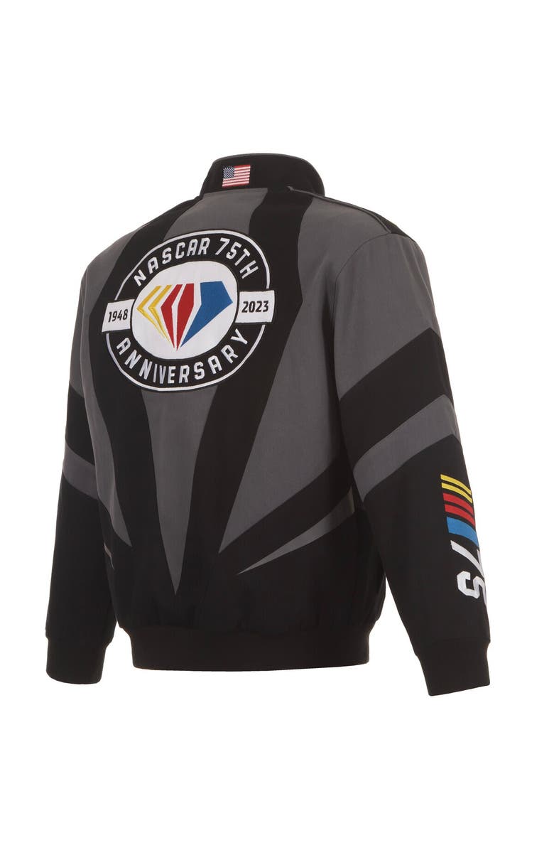 JH DESIGN Men's JH Design Black NASCAR 75th Anniversary Twill Uniform Full-Snap Jacket, Alternate, color,