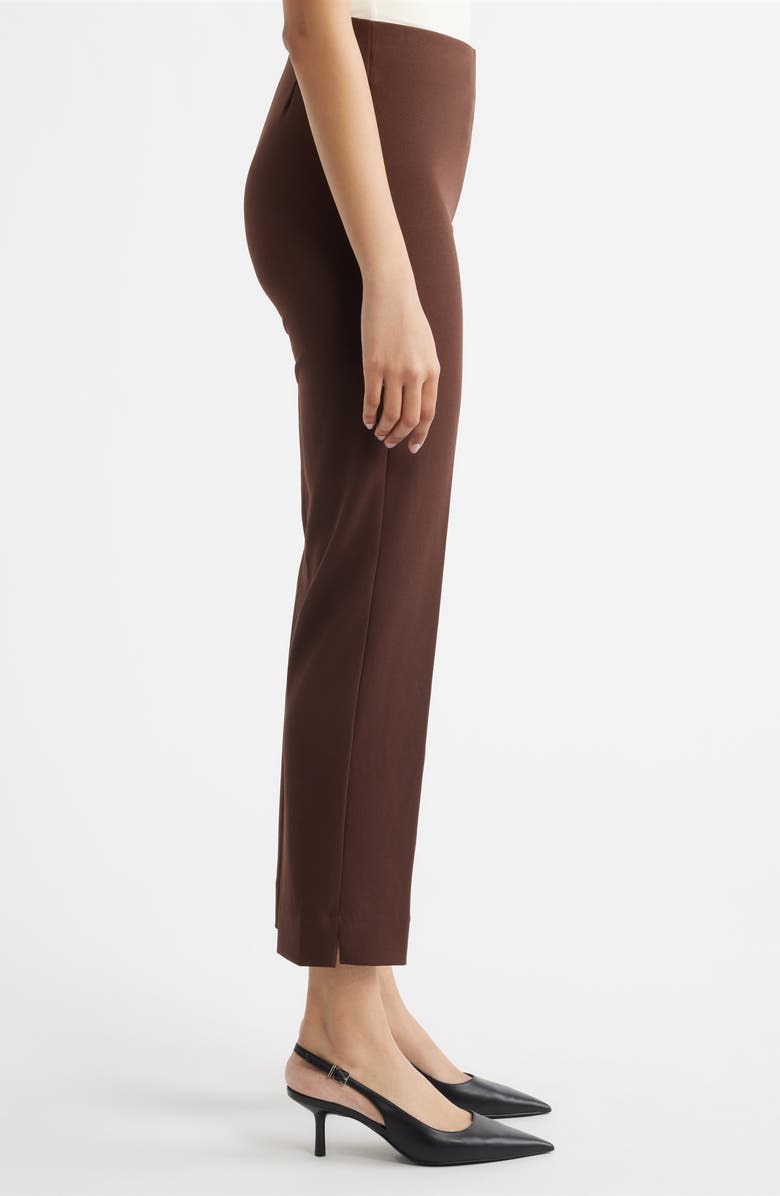 Anne Klein Hollywood Waist Straight Leg Ankle Pull-On Pants, Alternate, color, Dark Chocolate