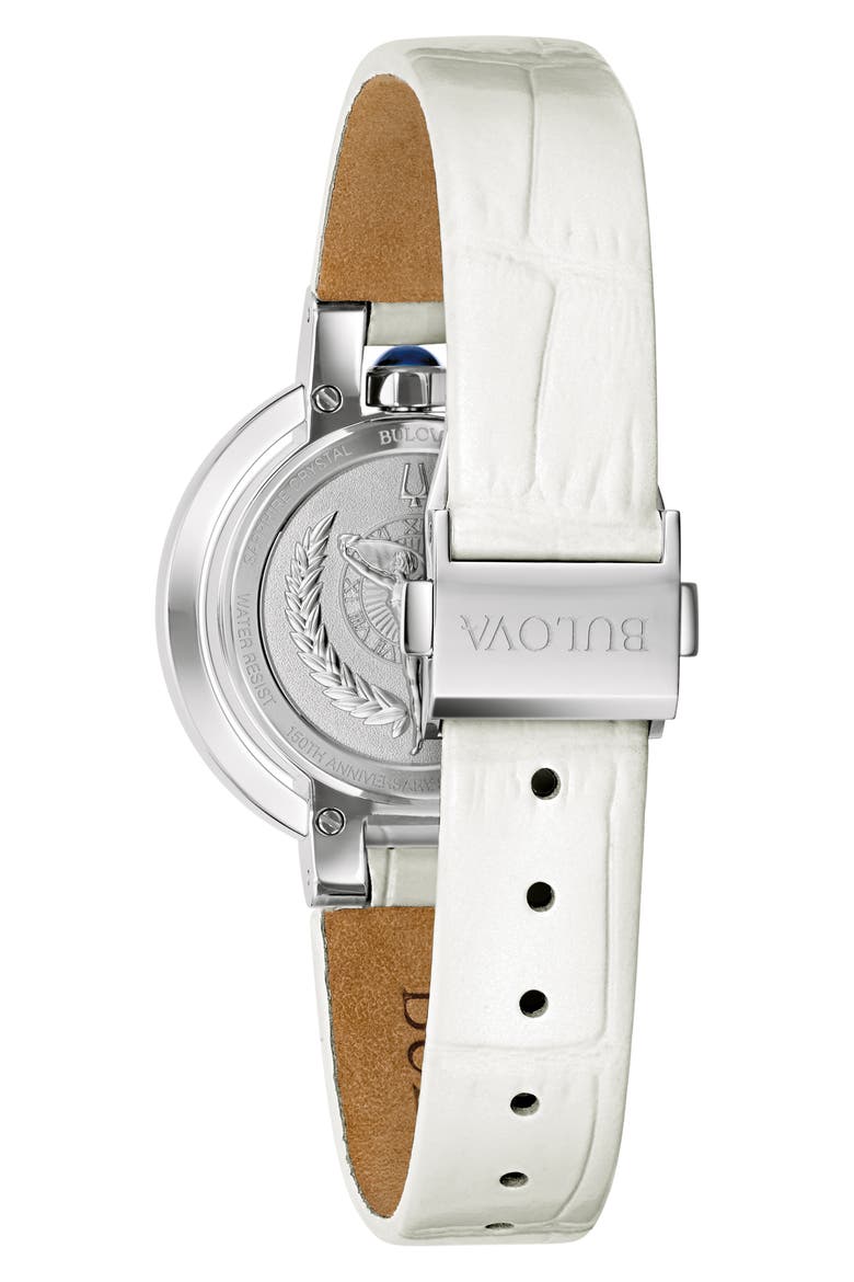 Rubaiyat Sapphire Leather Strap Watch, 30mm, Alternate, color, SILVER-TONE