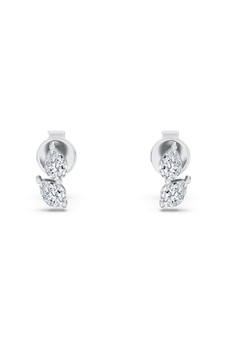 Petite Pear Duo Lab Diamond Studs in 14K Gold, Main, color, White Gold