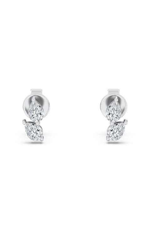 Petite Pear Duo Lab Diamond Studs in 14K Gold