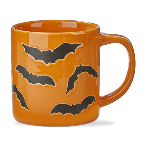 Halloween Black Bats Ceramic Mug Dishwasher Safe Orange