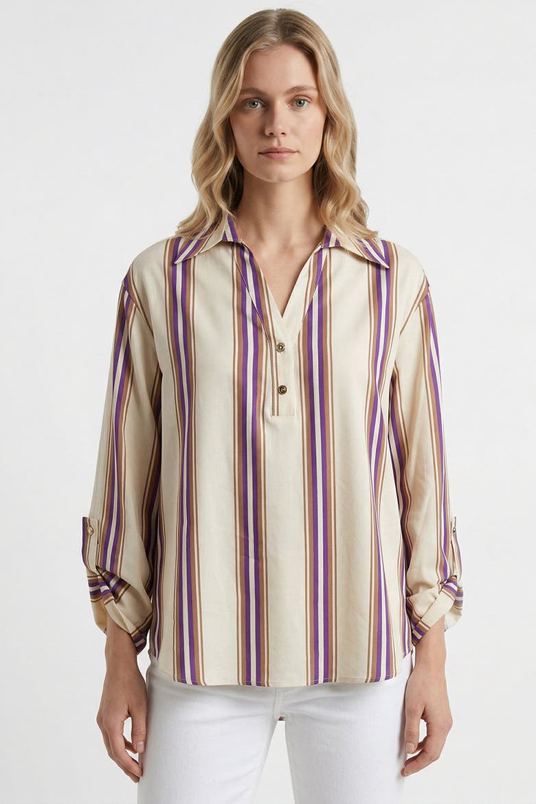 Delron Long Sleeve Epaulette Blouse, Alternate, color, Multi Color