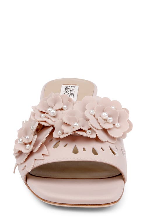 Badgley Mischka Oralia Beaded Floral Slide Sandal In Pink