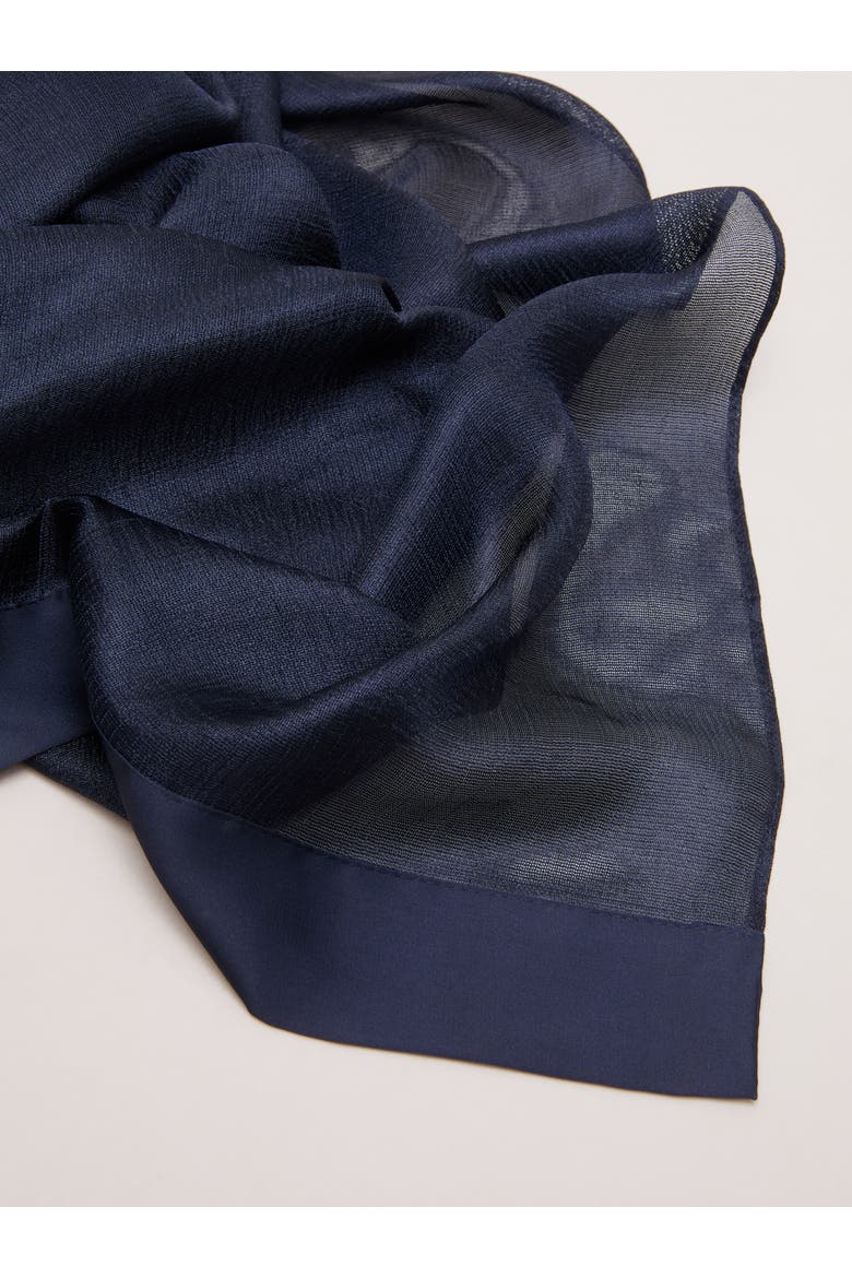 Satin Trim Scarf, Alternate, color, Navy