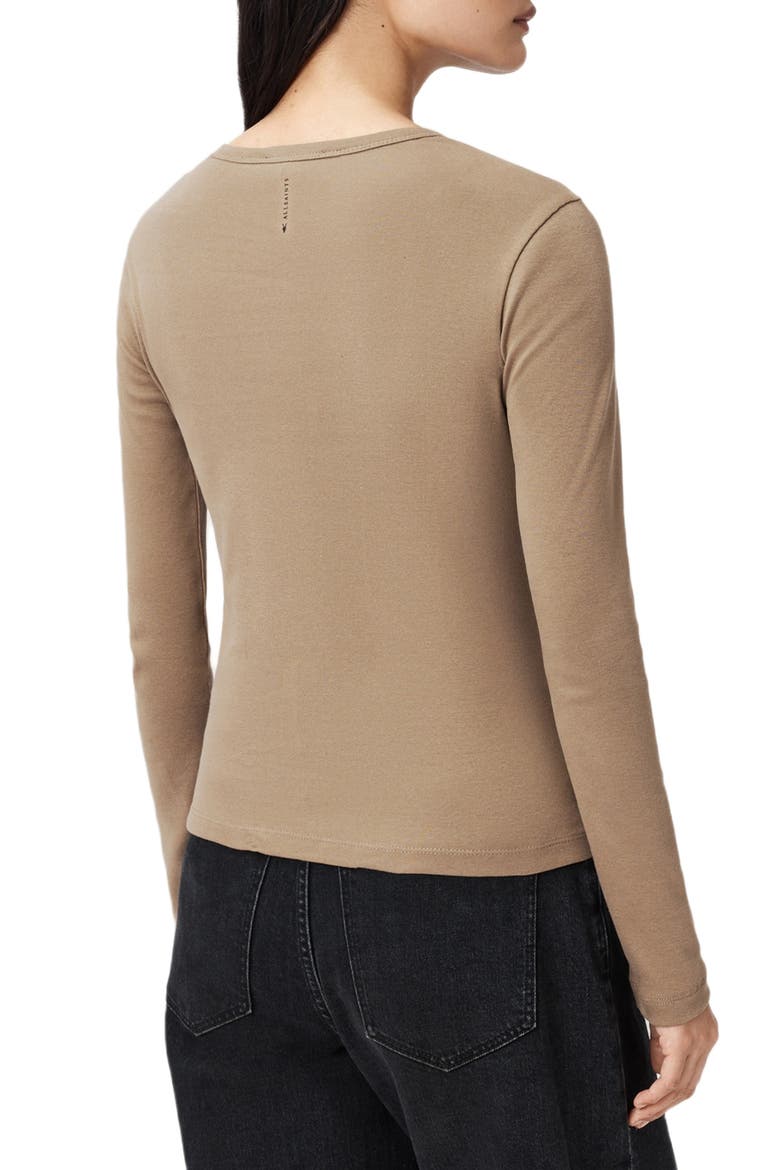 Stevie Long Sleeve Organic Cotton T-Shirt, Alternate, color, DESERT TAUPE GREY
