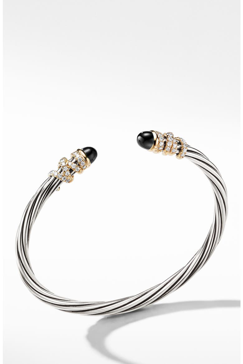 Helena Bracelet in Sterling Silver & 18K Gold with Diamonds, 4mm, Main, color, GOLD/ SILVER/ BLACK ONYX