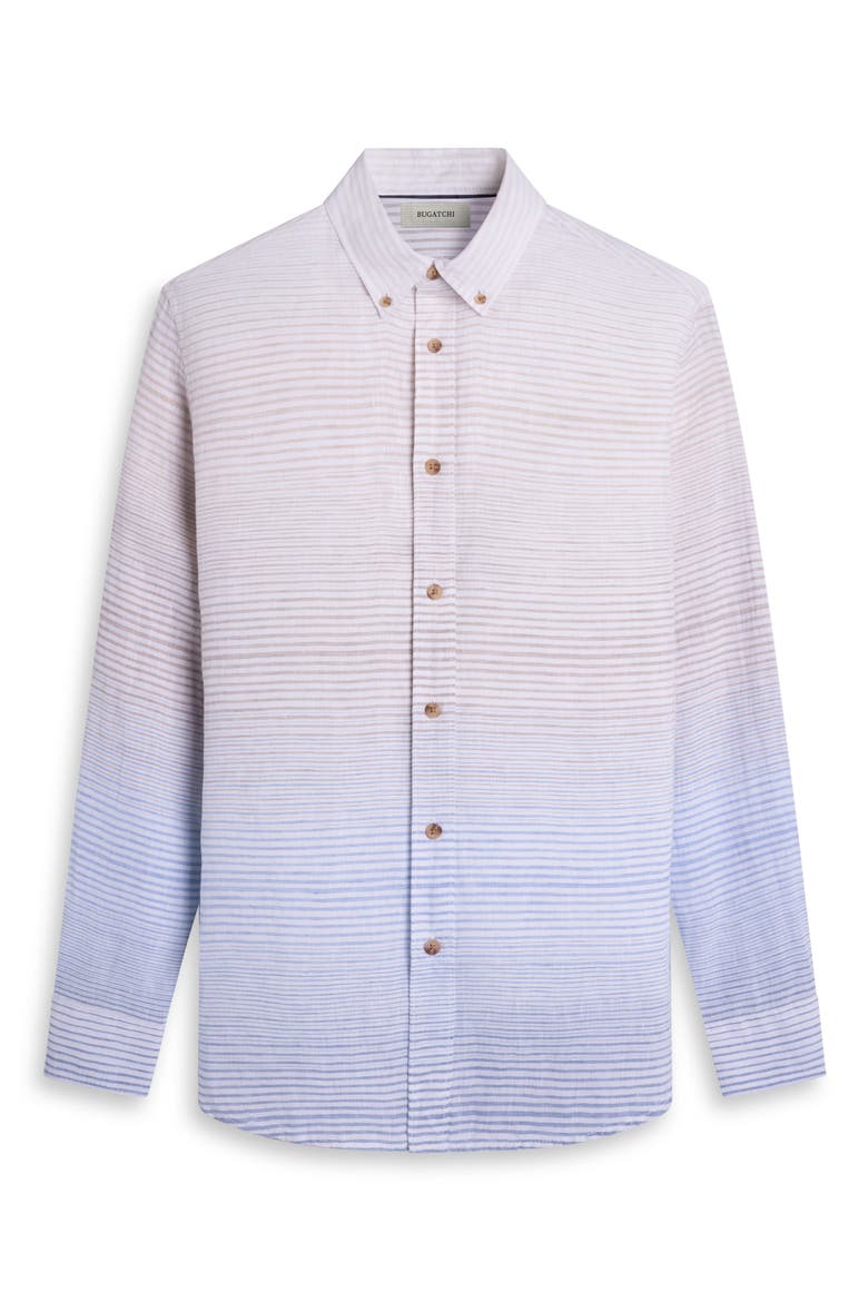 Austin Shaped Fit Gradient Stripe Linen Button-Down Shirt, Alternate, color, AIR BLUE