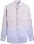 Bugatchi Austin Shaped Fit Gradient Stripe Linen Button-Down Shirt