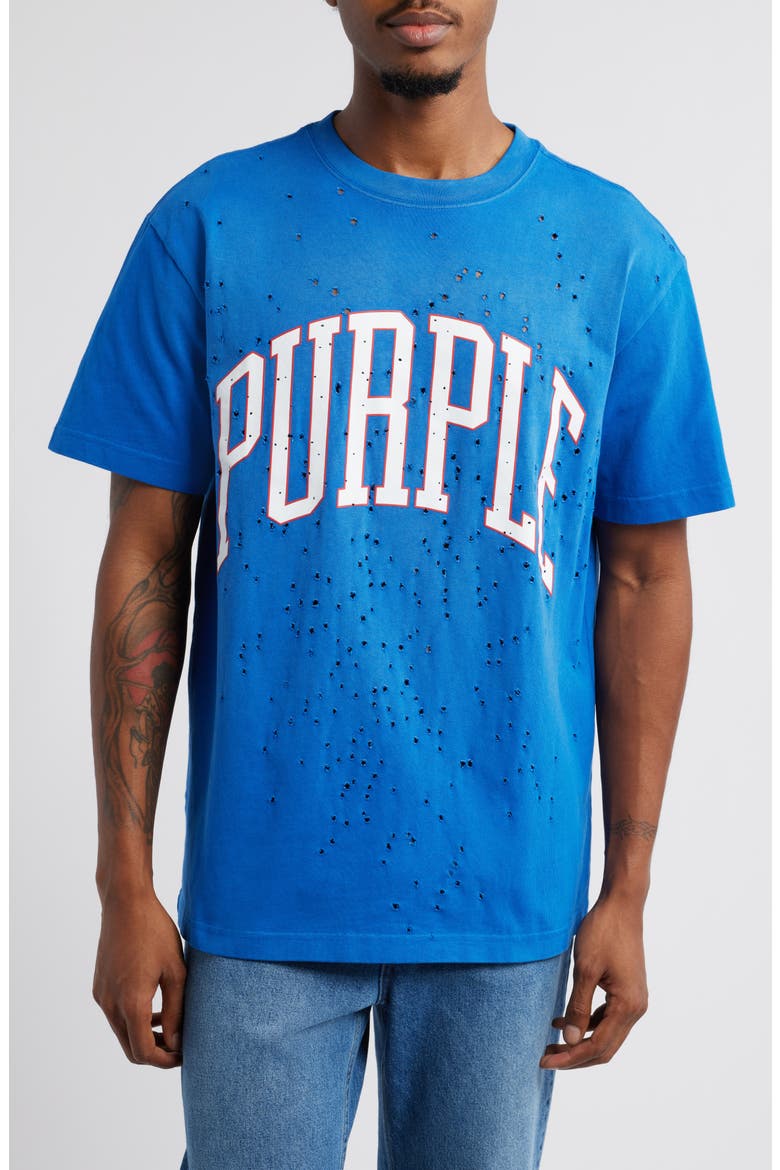 Distressed Heavyweight Cotton Graphic T-Shirt, Main, color, BLUE