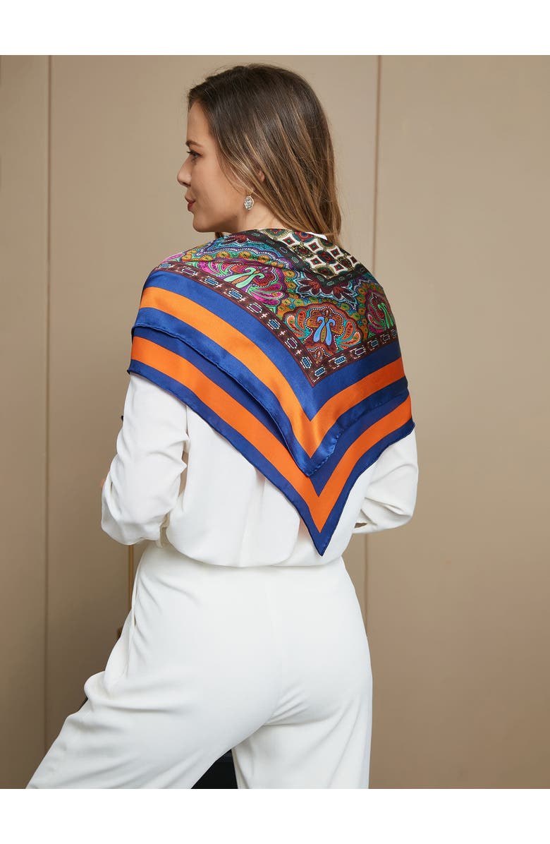 SILKSILKY Pure Silk Bohemian Square Scarf, Alternate, color, Multi