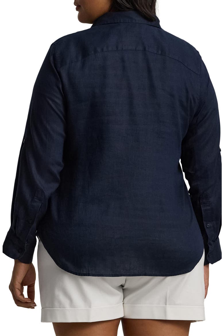 Relaxed Fit Linen Roll Tab-Sleeve Shirt, Alternate, color, LAUREN NAVY