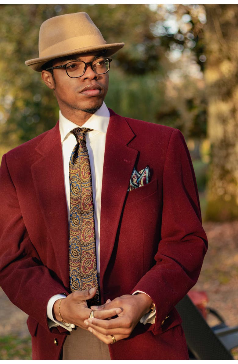 Elizabetta San Carlo - Silk Jacquard Tie for Men, Alternate, color, Sapphire And Ruby