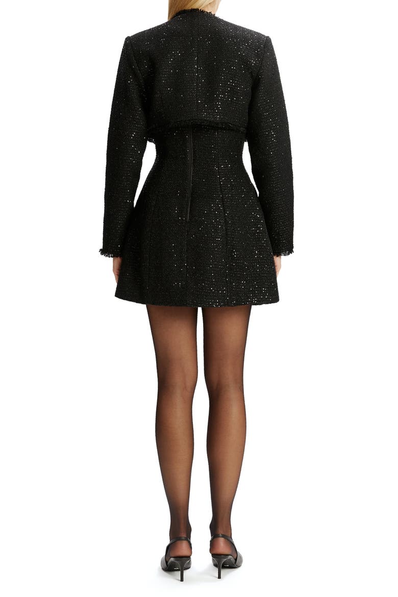 Karoline Bouclé Cropped Jacket, Alternate, color, BLACK