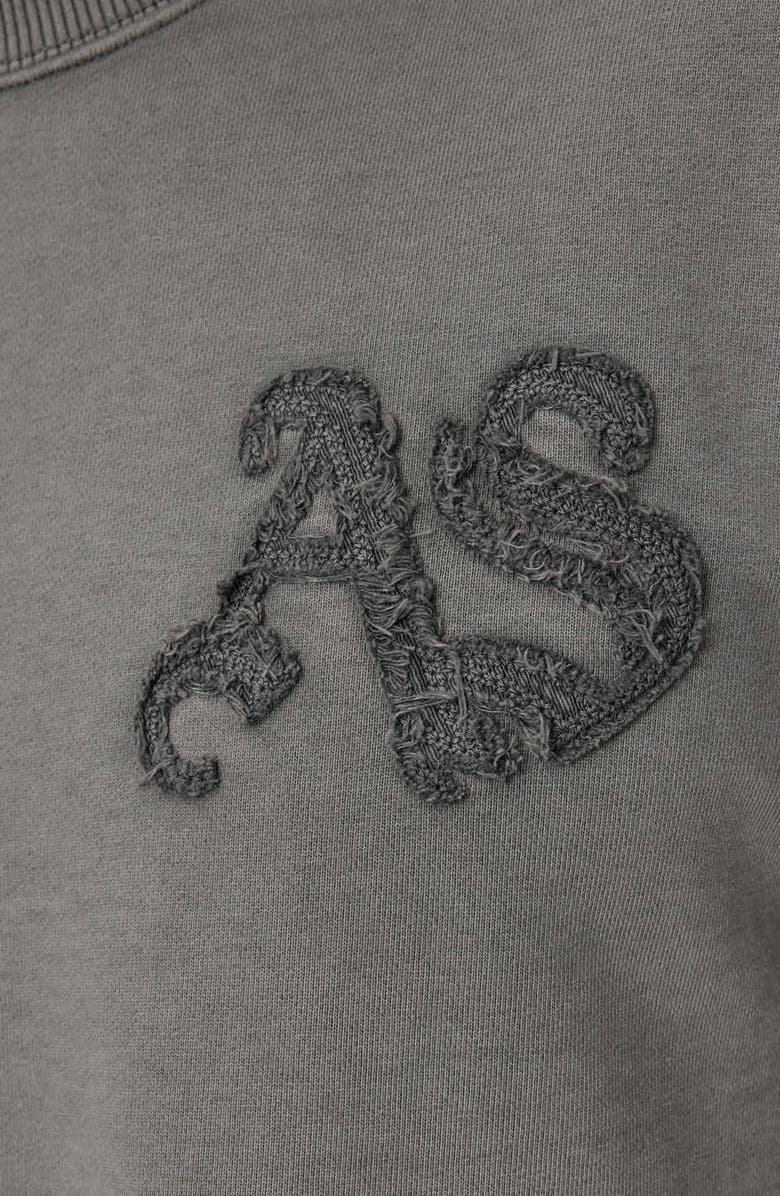 AllSaints Insignia Graphic Appliqué Cotton Sweatshirt, Alternate, color, Washed Black
