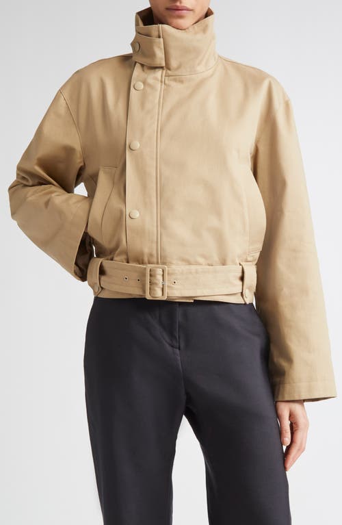 Brandon Maxwell The Lily Cotton Twill Moto Jacket In Brown