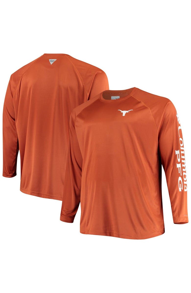 Columbia Men's Columbia Texas Orange Texas Longhorns Big & Tall Terminal Tackle Long Sleeve Omni-Shade Raglan T-Shirt, Main, color, 
