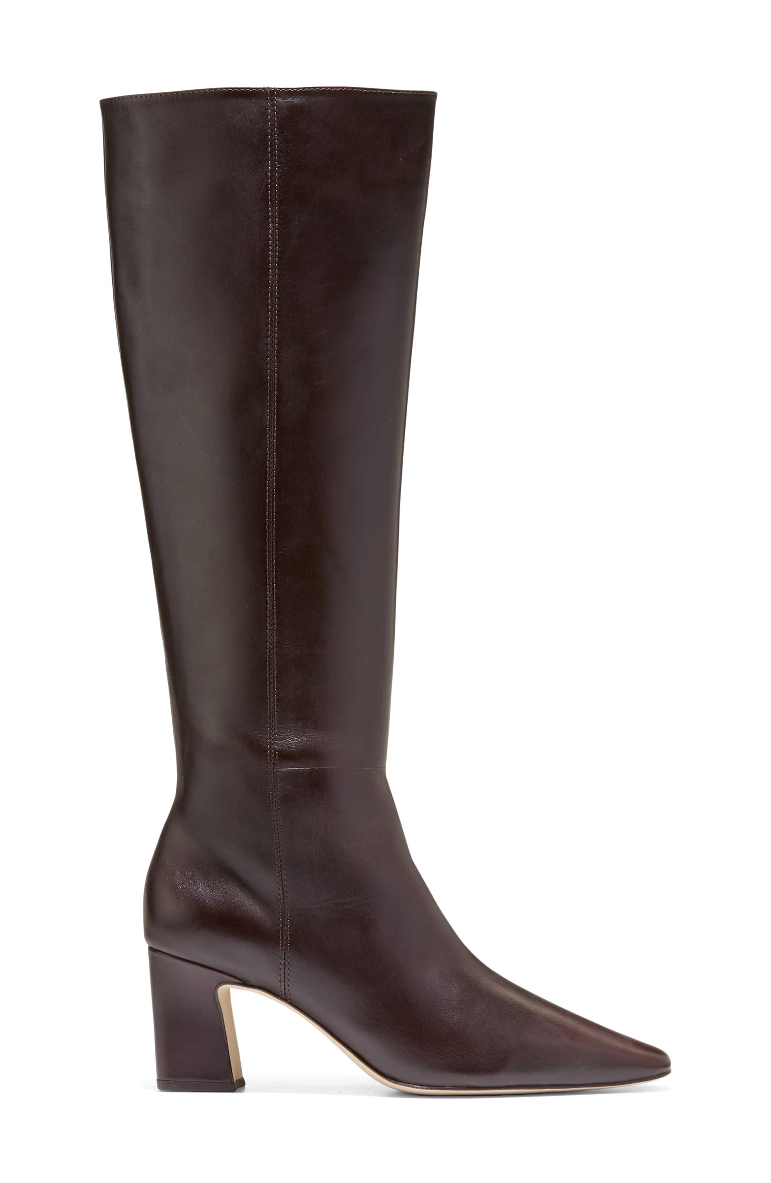 Blanche Snip Toe Leather Boot, Alternate, color, DARK CHOCOLATE LEATHER