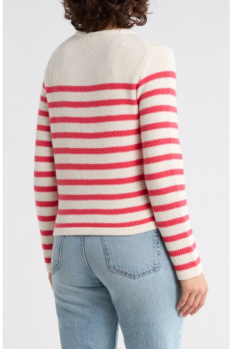 Stripe Sweater Jacket, Alternate, color, IVORY- RED REGGIE STRIPE