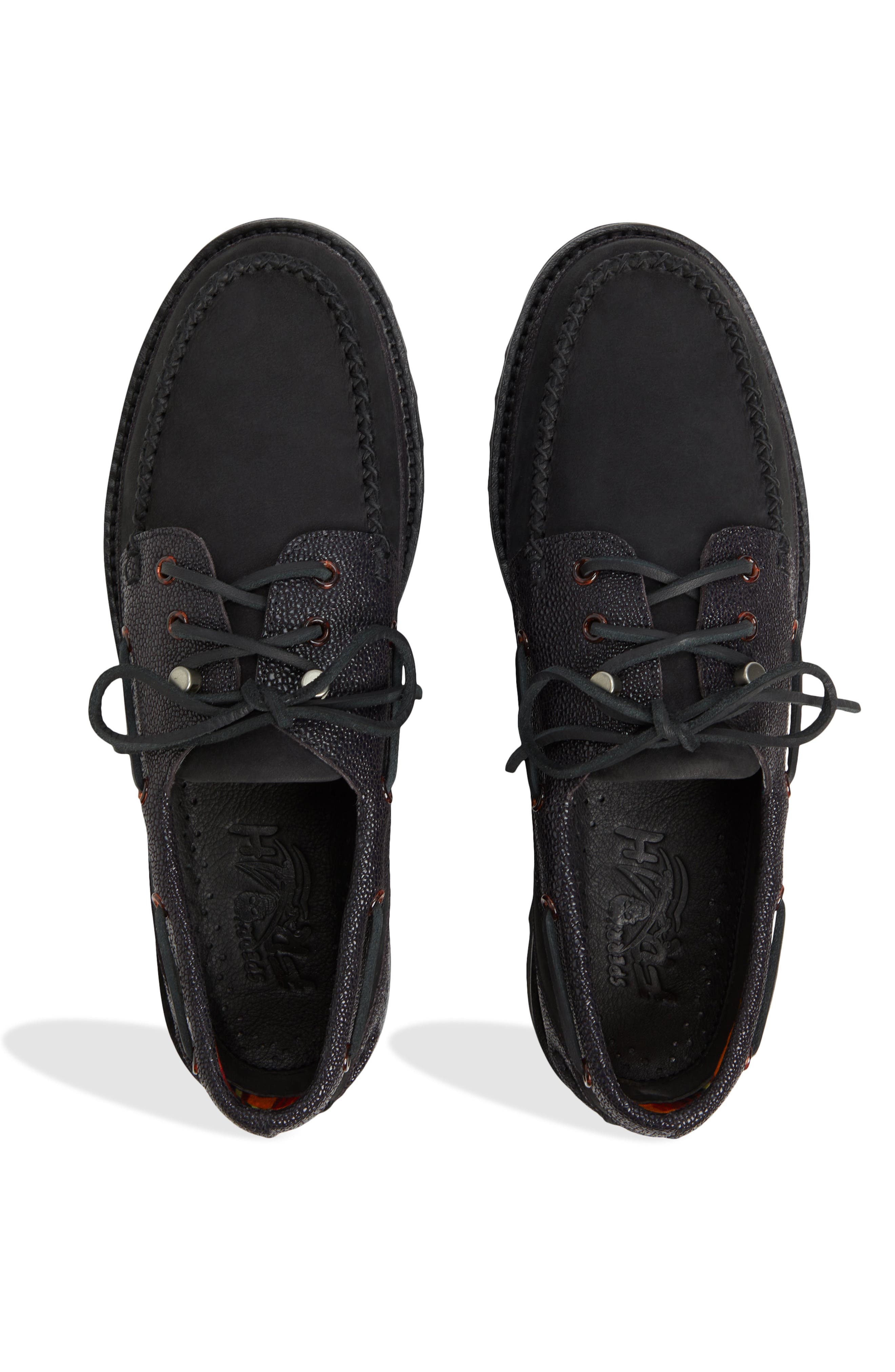 Sperry Authentic Original<sup>™</sup> 3-Eye Lug Sole Boat Shoe, Alternate, color, Black