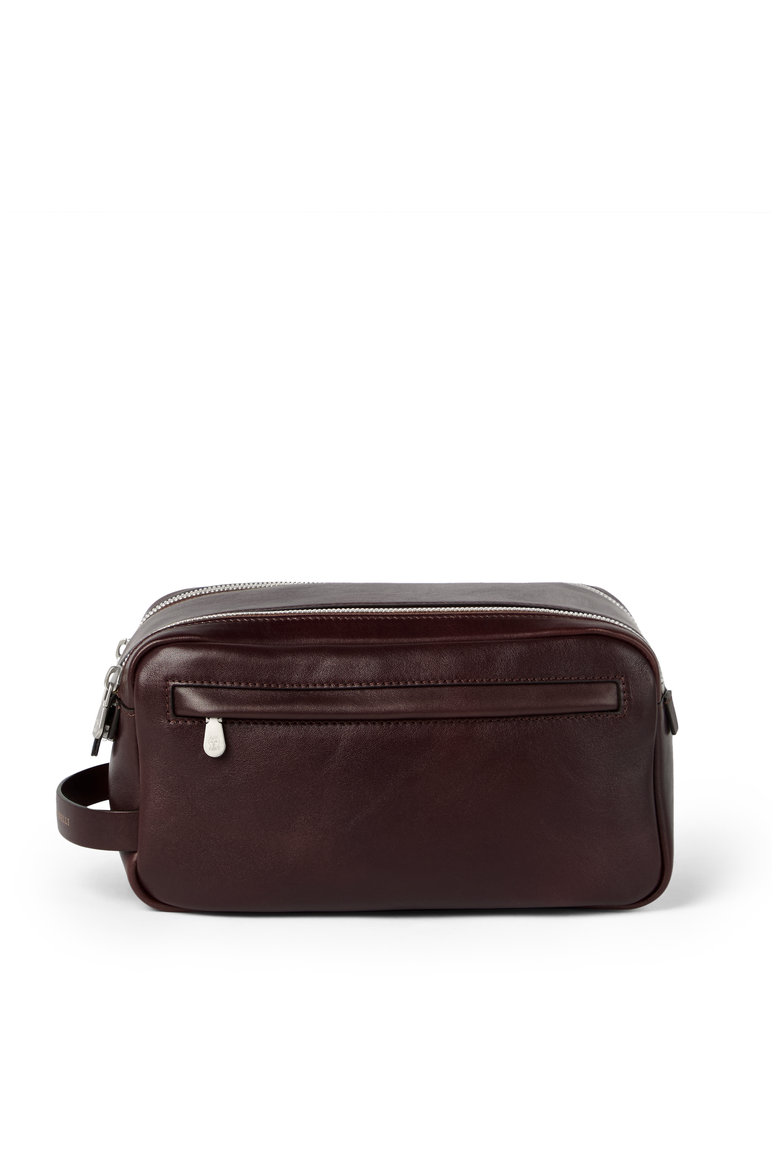 Calfskin beauty case with double zipper, Main, color, Burgundy