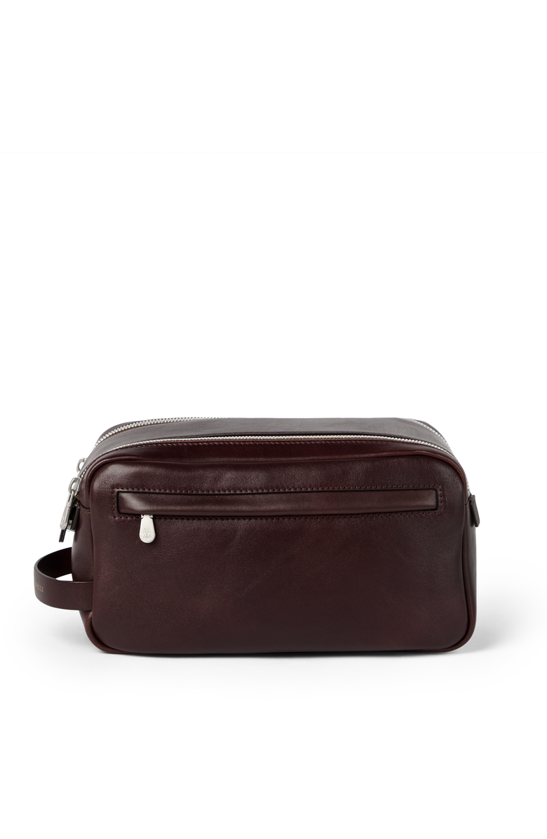 Brunello Cucinelli Calfskin beauty case with double zipper, Main, color, Burgundy