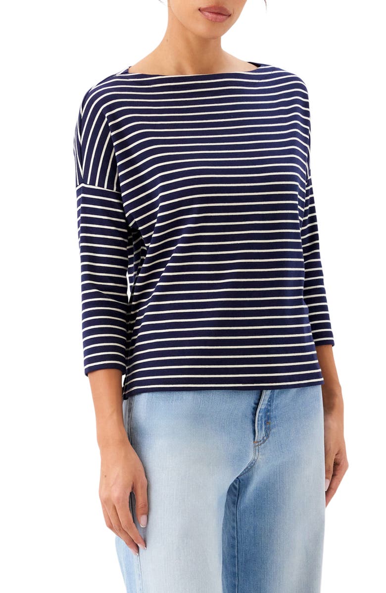Karen Kane Stripe Boat Neck Top, Alternate, color, Navy W/ Cream