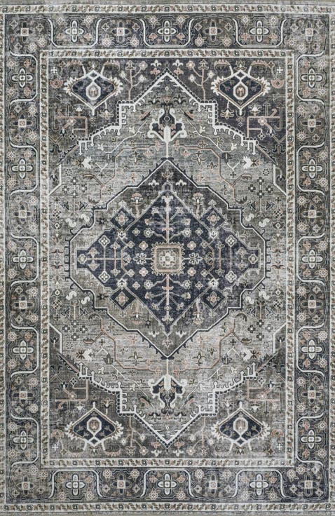 Alacati Ogee Medallion Machine-Washable Area Rug