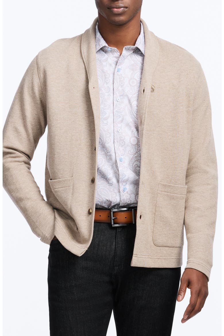 Adriano Shawl Collar Cotton Cardigan, Main, color, TAN